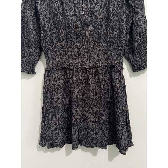 Rails Zana Dress Women’s Large Charcoal Animal Print Mini Smocked - Picture 13 of 14